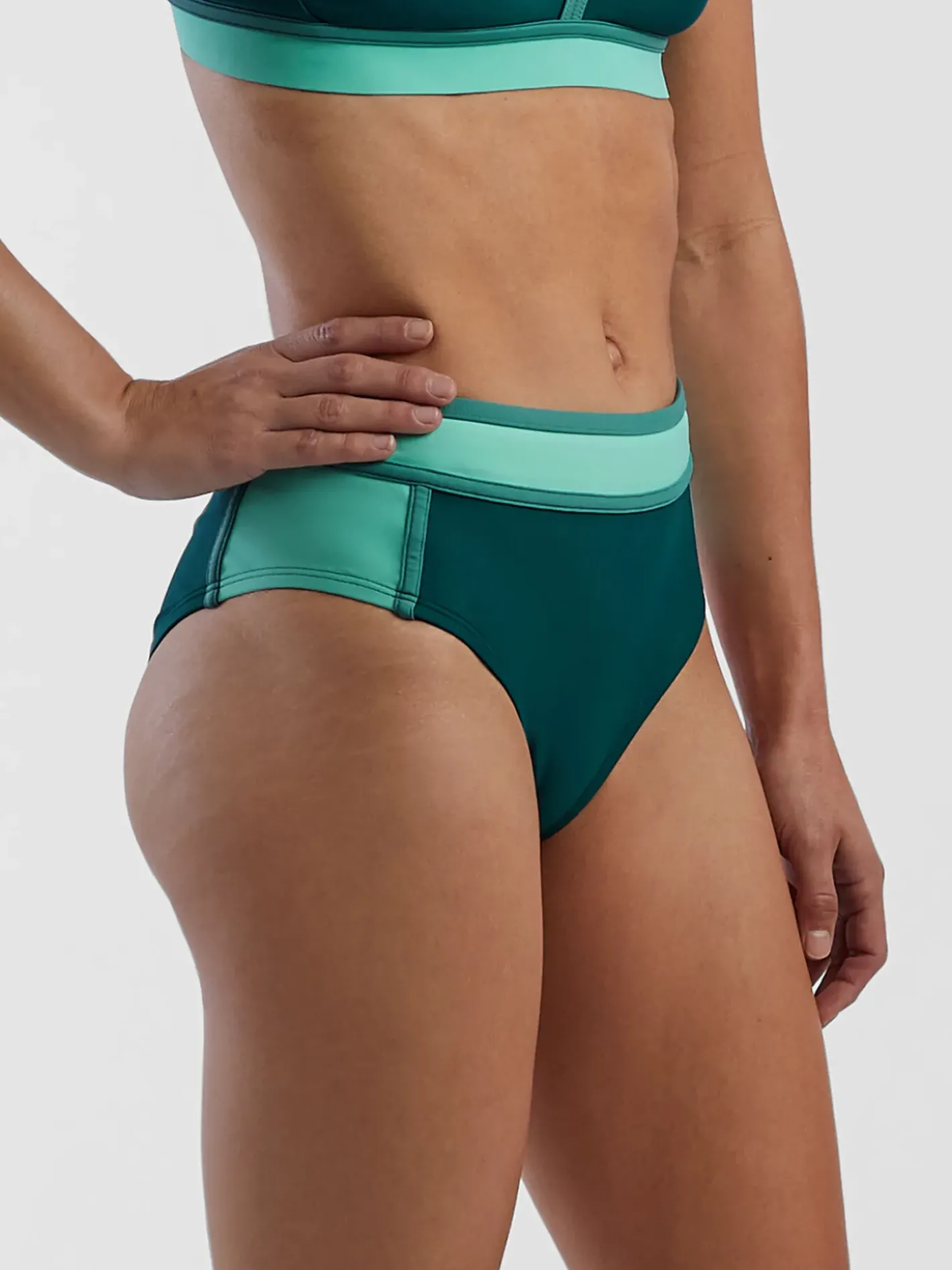 Title Nine Rockaway High Waisted Bikini Bottom - Colorblock>Women Bikini Bottoms