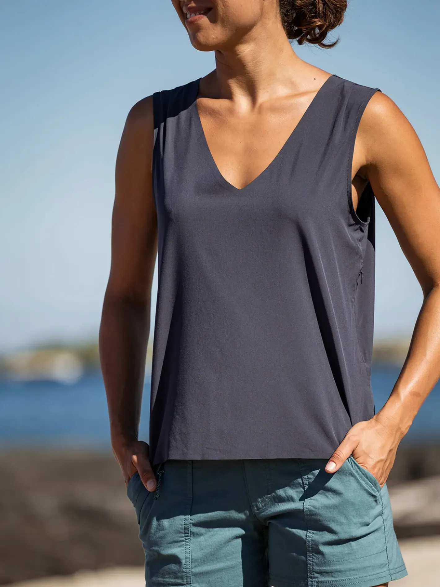 Title Nine Round Trip Pocket Tank Top - Solid>Women Swim Cover Ups
