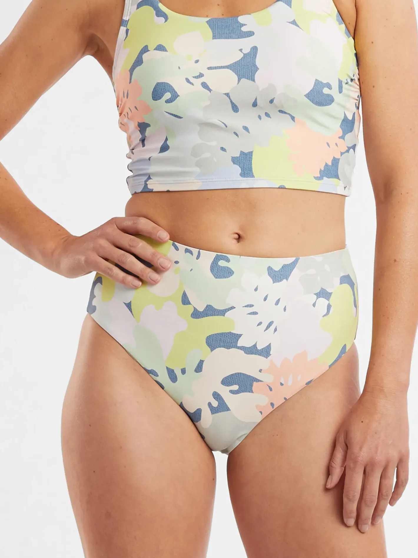 Title Nine Streamline High Waisted Bikini Bottom - Barrier Reef>Women Bikini Bottoms