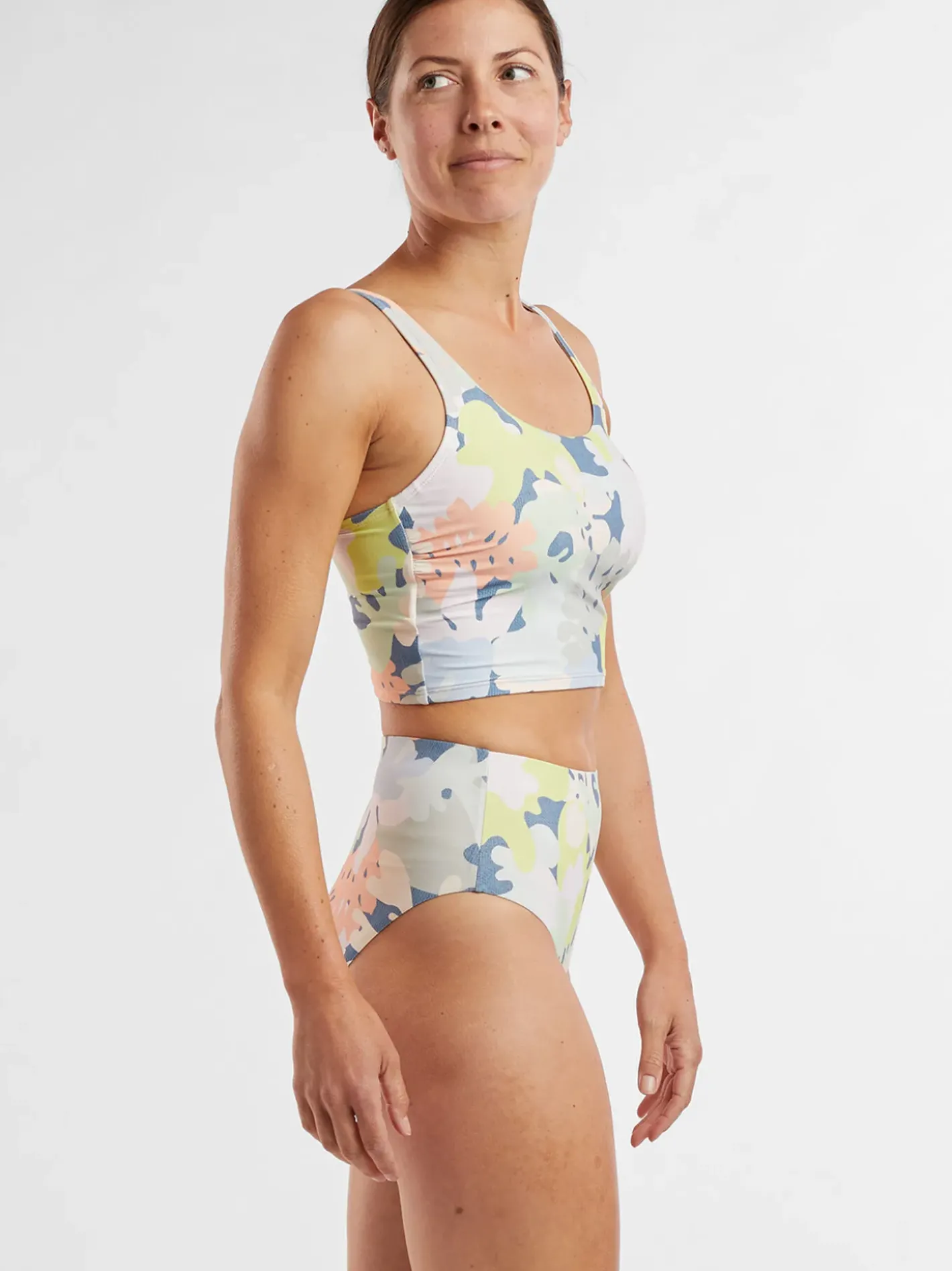Title Nine Streamline High Waisted Bikini Bottom - Barrier Reef>Women Bikini Bottoms