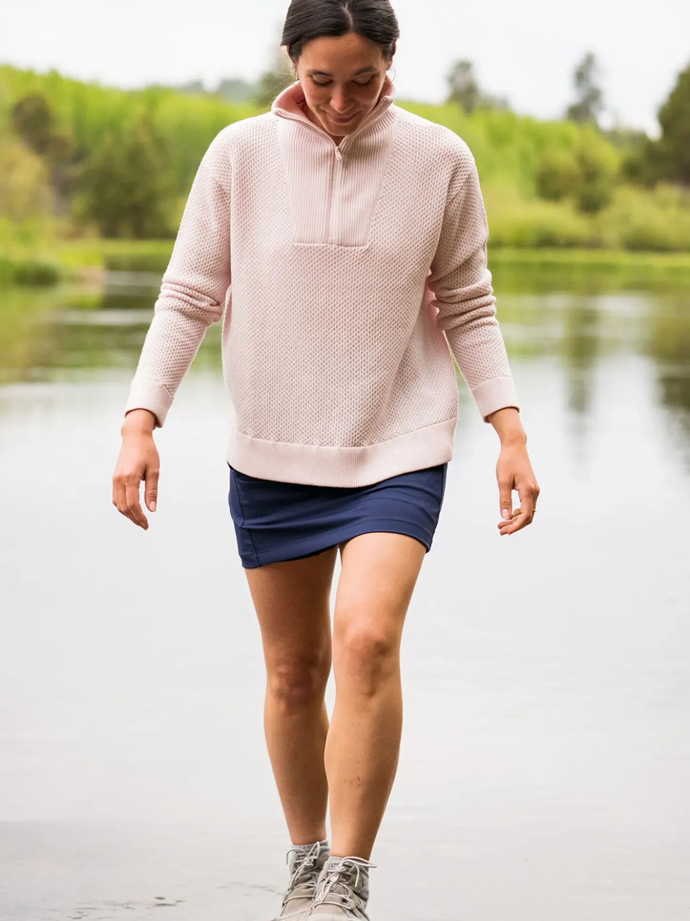 Title Nine Woolicious Waffle 1/4 Zip Sweater - Solid>Women Long Sleeve Tops