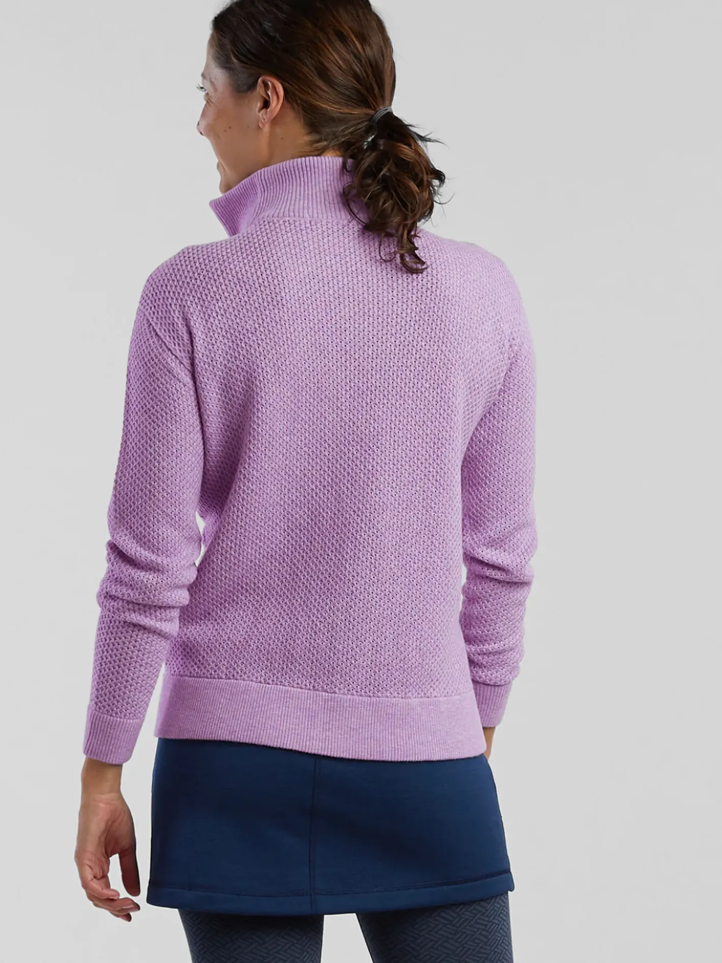 Title Nine Woolicious Waffle 1/4 Zip Sweater - Solid>Women Long Sleeve Tops